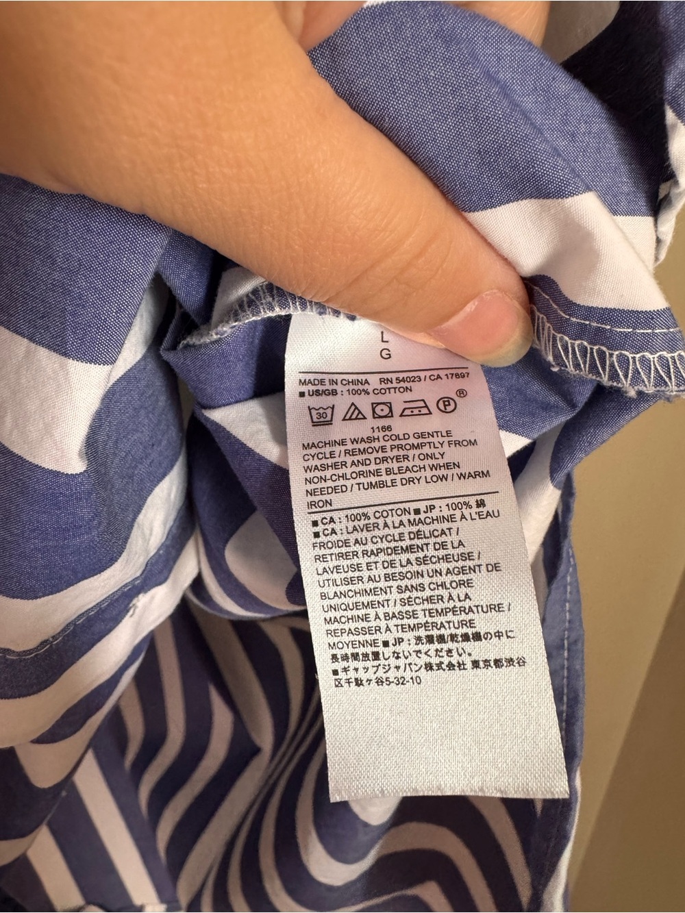 Banana republic blue & white striped cotton button down dress size L - Picture 4 of 5